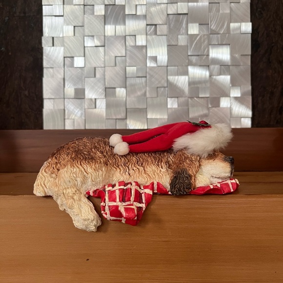 Sleeping Dog With Santa Hat Stocking Hanger Holder - Picture 1 of 4